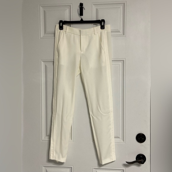 M- Cream Side Stripe Slim Leg Trousers - Picture 2 of 8